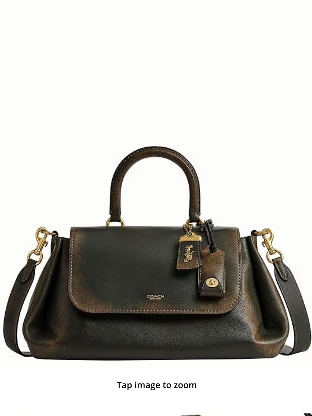NWT Coach Rogue 34 Top Handle Satchel Green Loved Leather CEN47 Brass Hardware